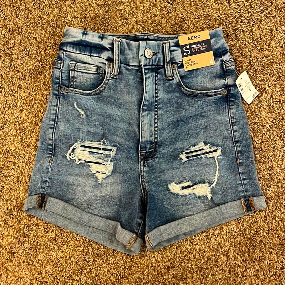 Aeropostale super high rise curvy midi shorts.